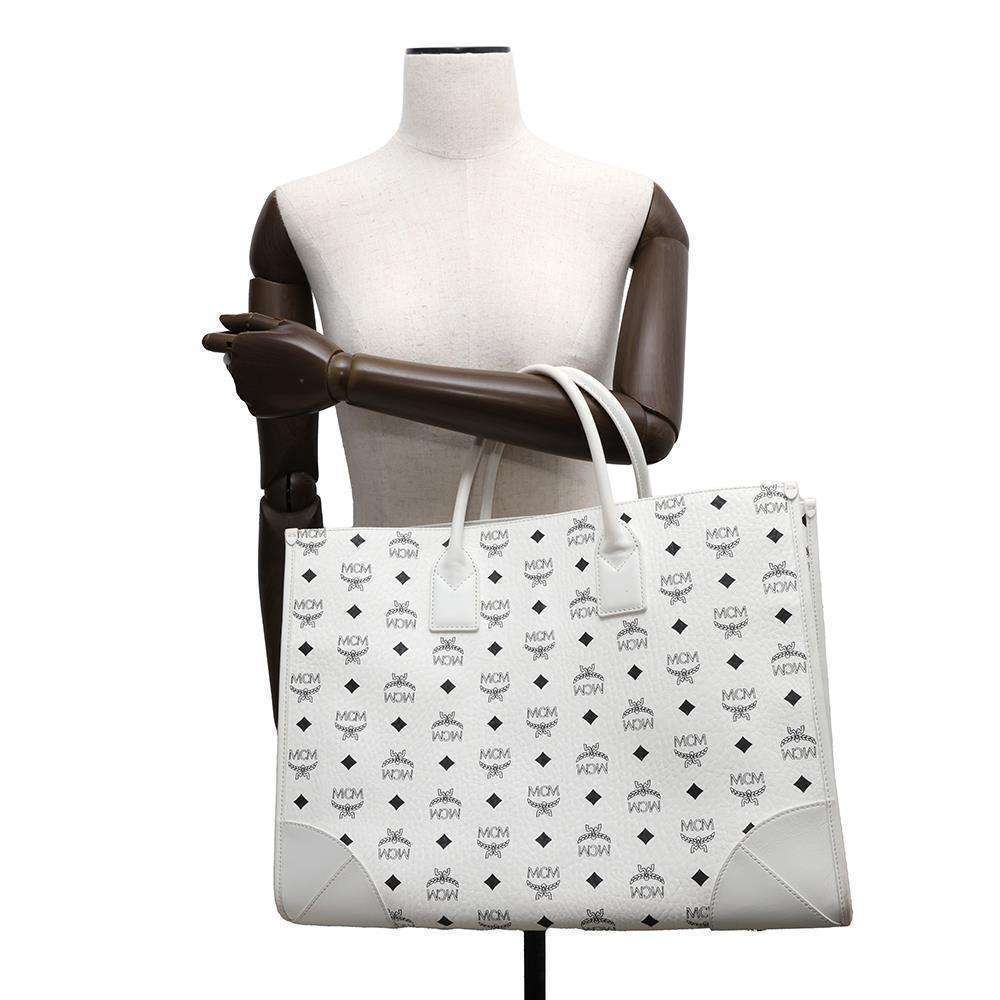 MCM Tote Bag Munchen Extra Large Shoulder Bag White - Picture 5 of 15